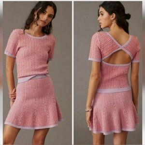 Anthropologie Maeve Colorblocked Knit Skirt Set Size Small